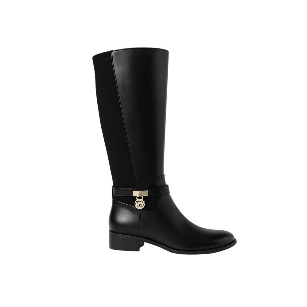 Michael Kors Hamilton Tall Riding Boots Black Leather/Textile Size 7M